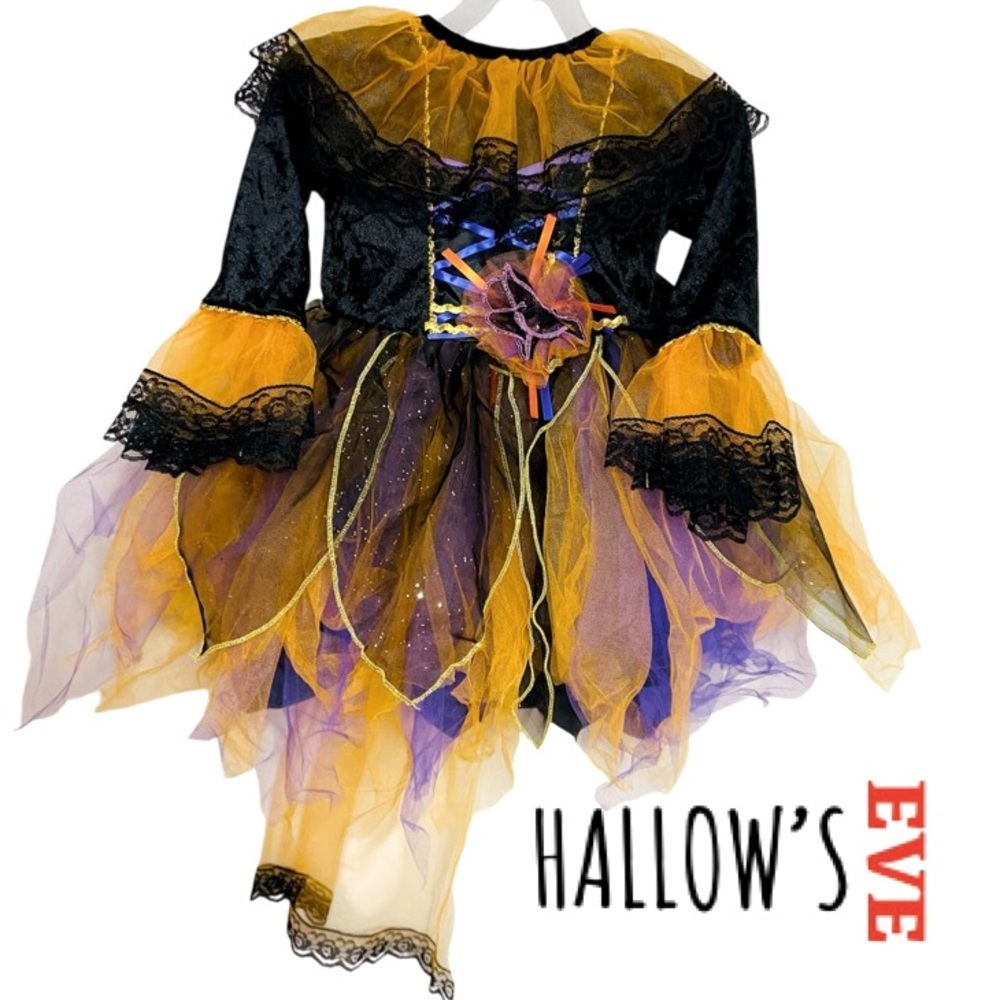 HALLOW’S EVE Halloween Little Witch’s Dress & Hat Costume Set Girl’s Sz XS  (4)